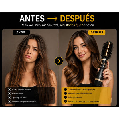 Cepillo secador Gamma Multistyler Gold Ion ionico brillo cabello liso ondas salon
