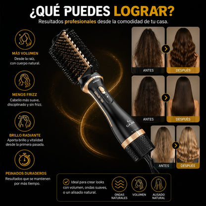 Cepillo secador Gamma Multistyler Gold Ion ionico brillo cabello liso ondas salon