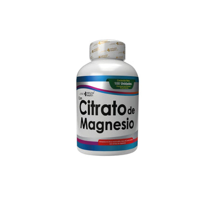 Citrato de Magnesio Natural Health 100 capsulas sueno estres musculos absorcion biodisponible