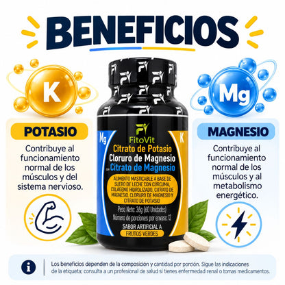Citratos x60 FitoVit | Magnesio Calcio Potasio Citrato Biodisponible
