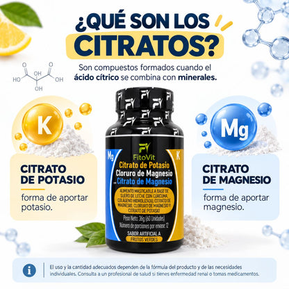 Citratos x60 FitoVit | Magnesio Calcio Potasio Citrato Biodisponible