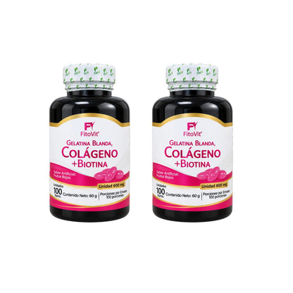 Colageno Biotina 600mg FitoVit 100 softgels piel firme cabello fuerte uñas