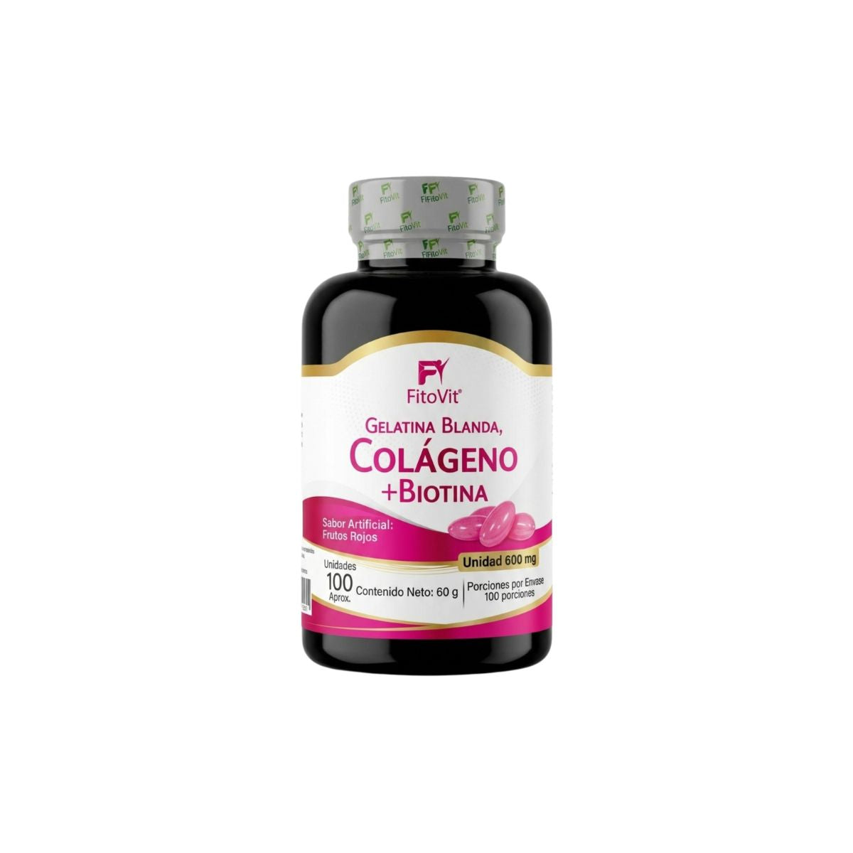 Colageno Biotina 600mg FitoVit 100 softgels piel firme cabello fuerte uñas