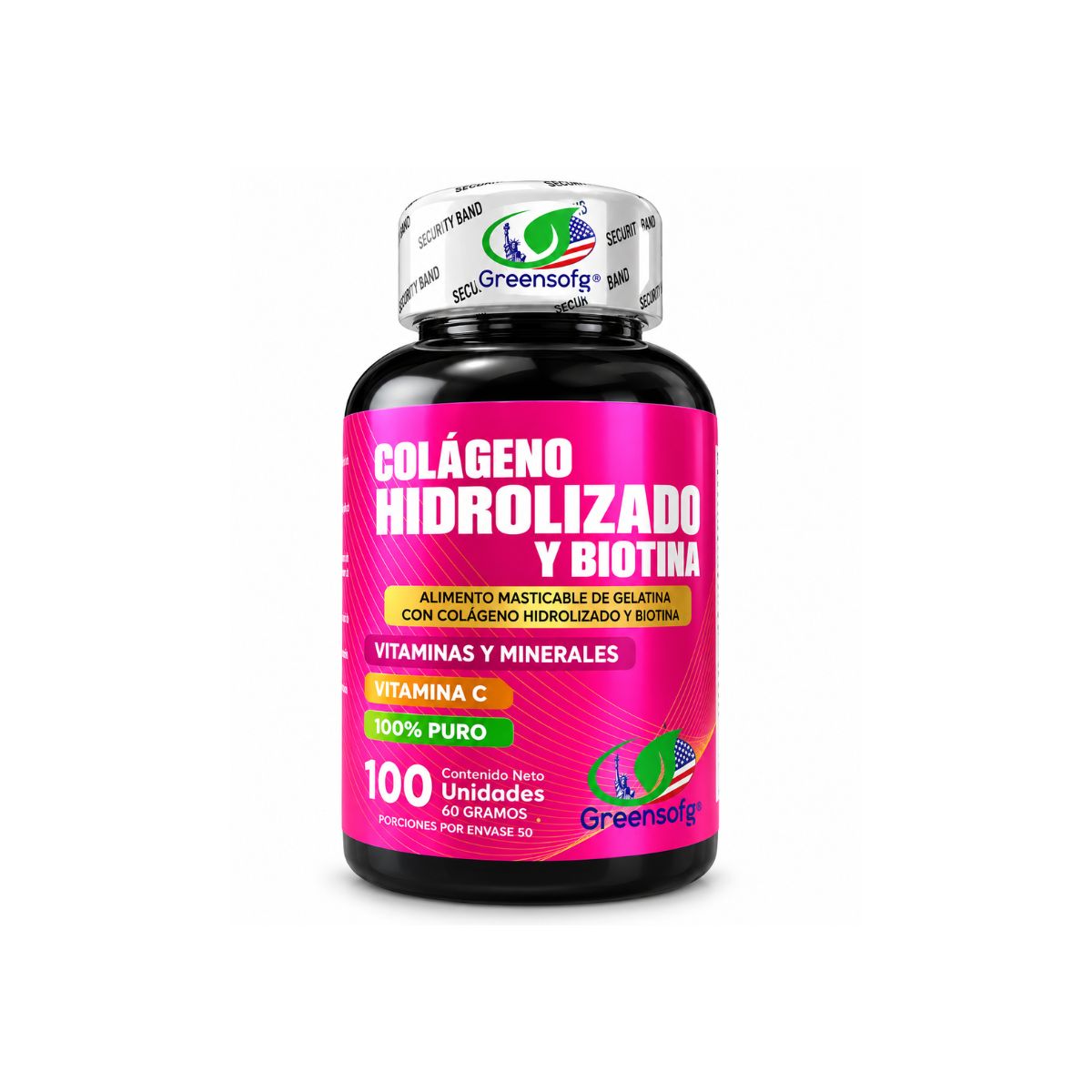 Colágeno Hidrolizado y Biotina Greensofg x100 Masticables - Envío Gratis