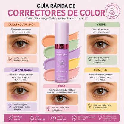 Corrector de ojeras en tono morado Bloomshell para neutralizar ojeras oscuras.