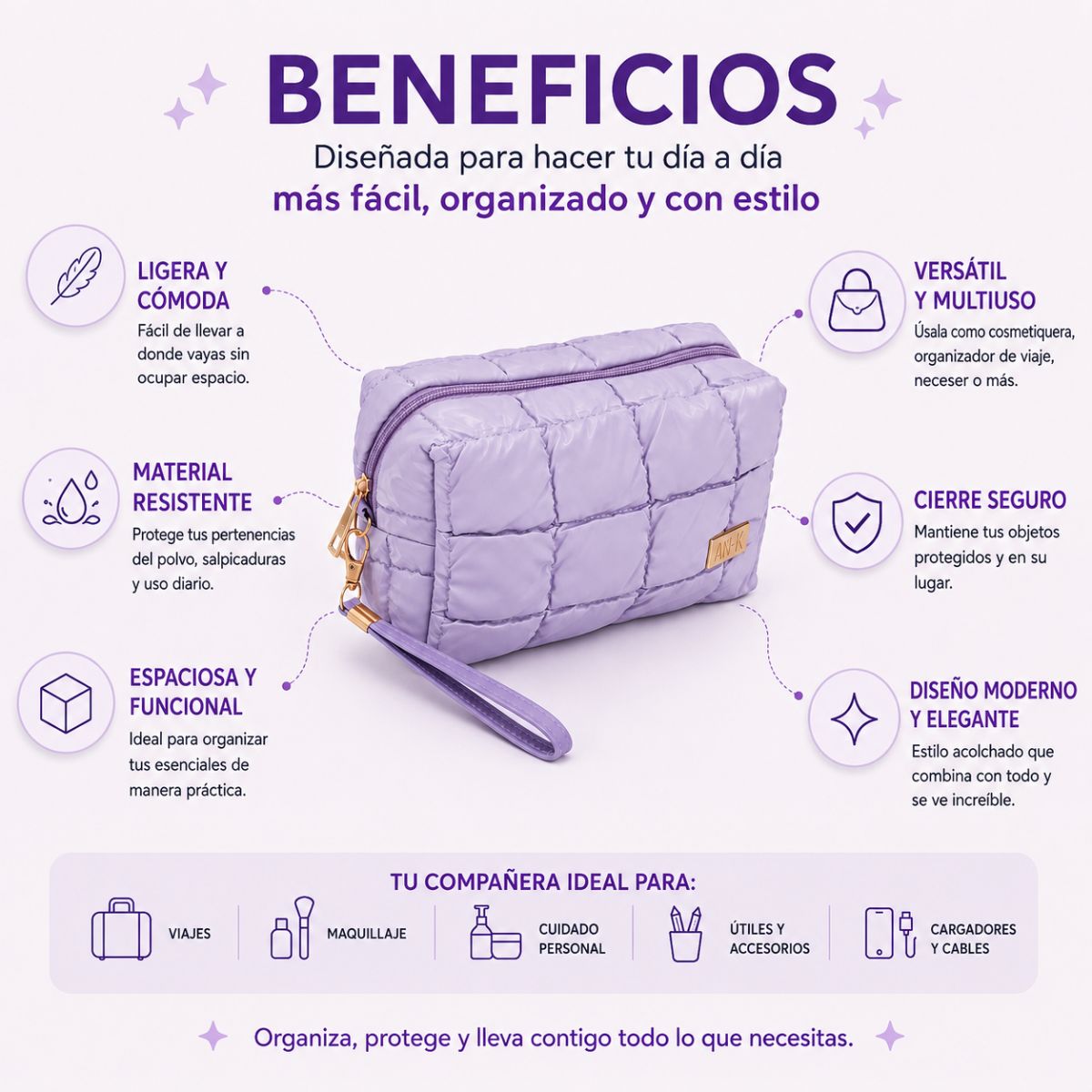 Cosmetiquera Lilo Anik estuche maquillaje viaje organizado