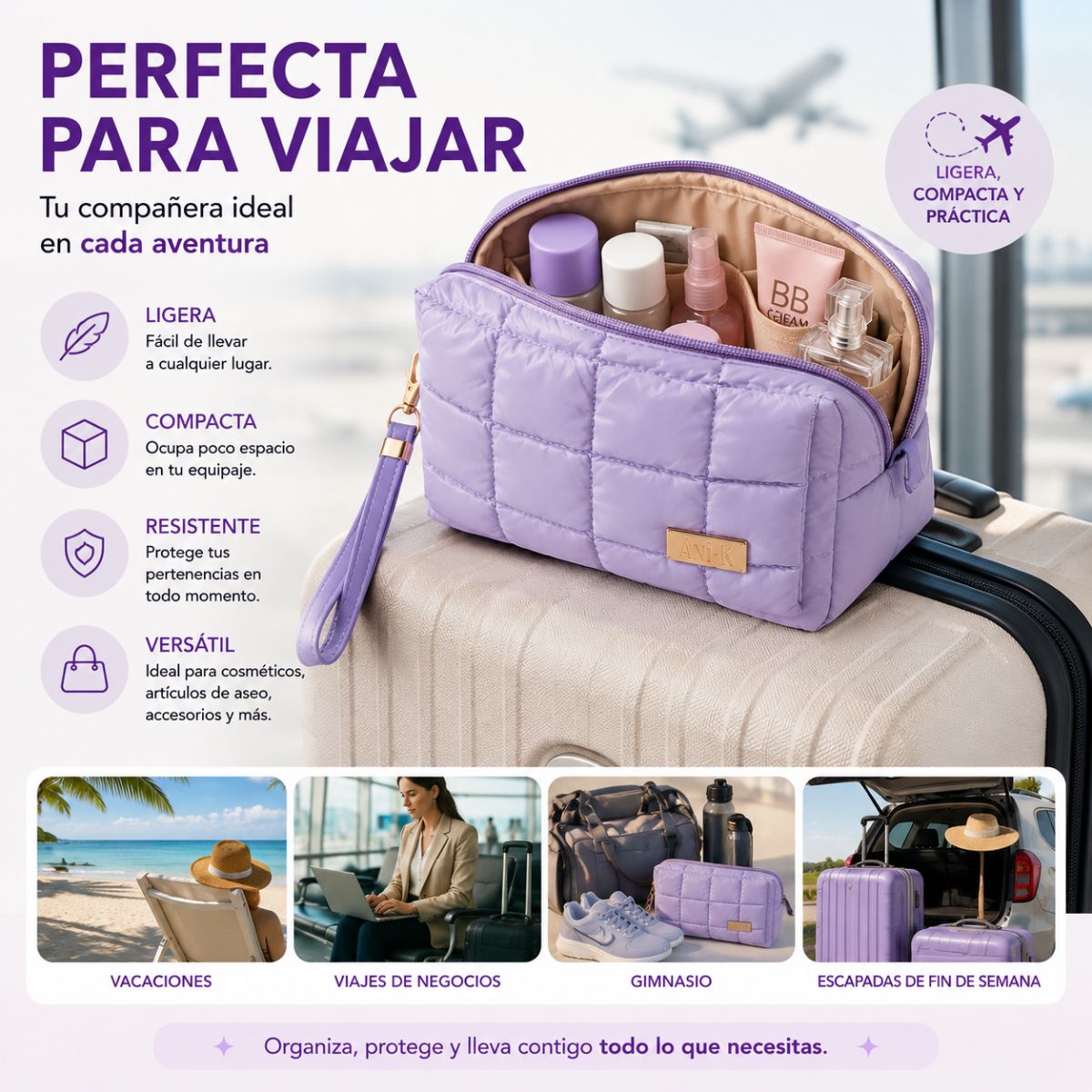 Cosmetiquera Lilo Anik estuche maquillaje viaje organizado