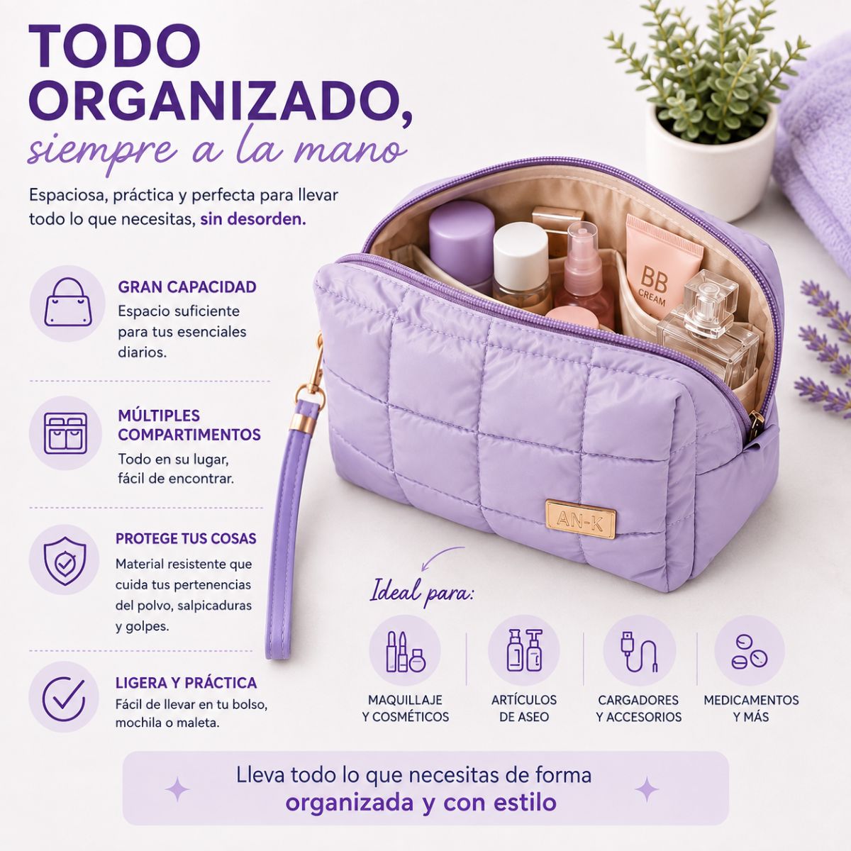 Cosmetiquera Lilo Anik estuche maquillaje viaje organizado