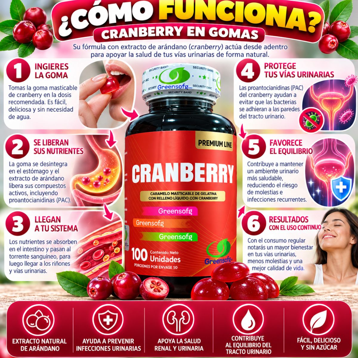Cranberry Greensofg 1000 mg x100 Cápsulas Blandas · Arándano Rojo
