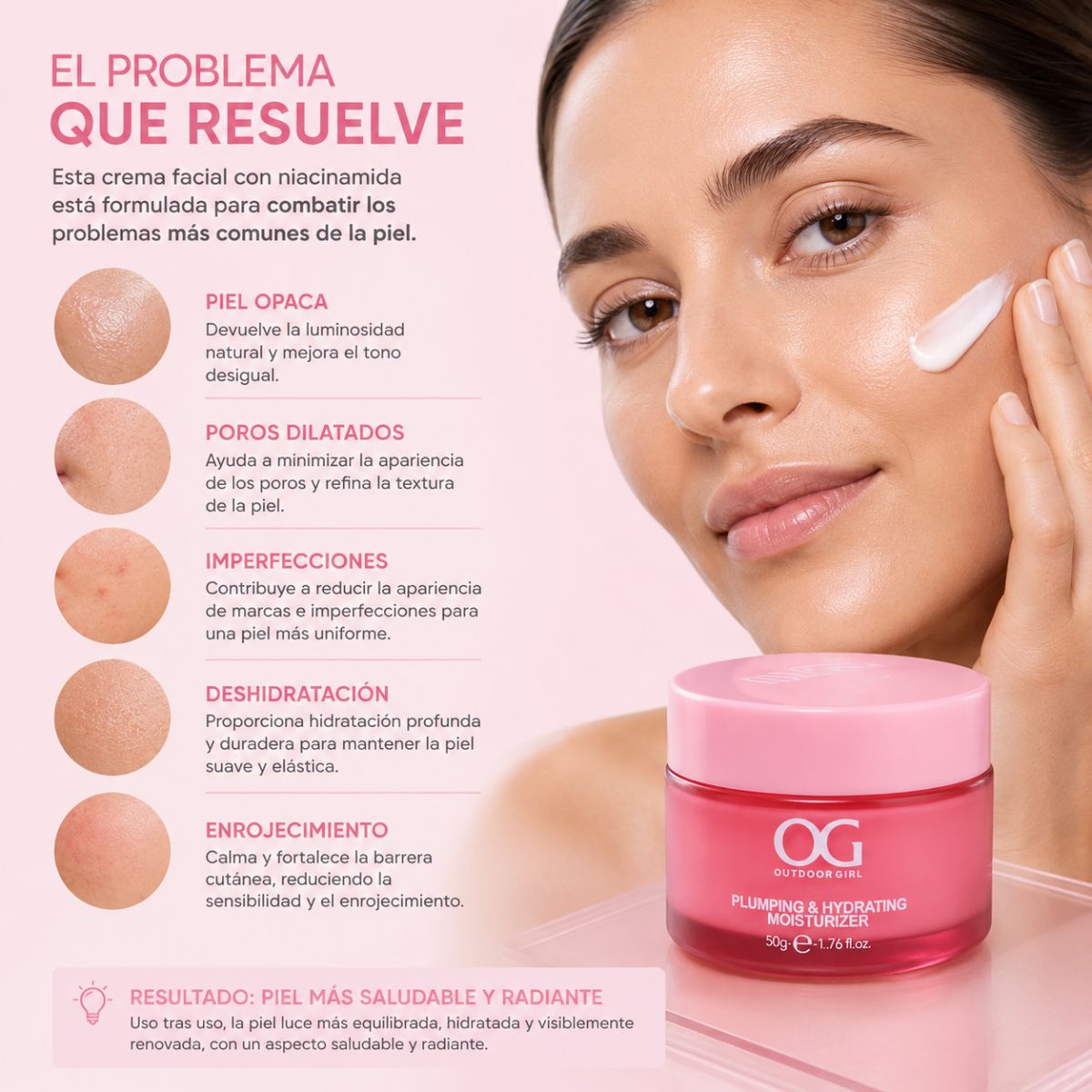 Crema Hidratante Niacinamida OG Colombia facial vitamina B3 poros manchas tono uniforme hidratacion