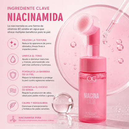 Espuma Limpiadora Niacinamida OG Colombia cleanser facial vitamina B3 poros sebo piel limpia suave