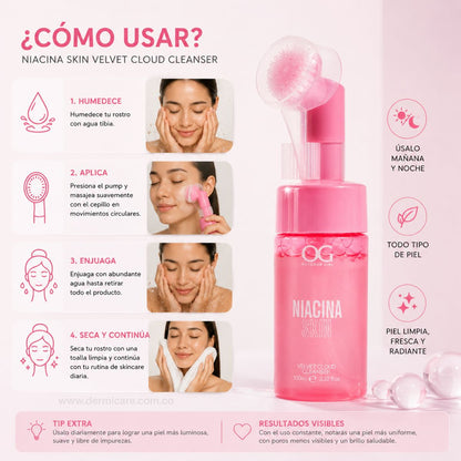 Espuma Limpiadora Niacinamida OG Colombia cleanser facial vitamina B3 poros sebo piel limpia suave