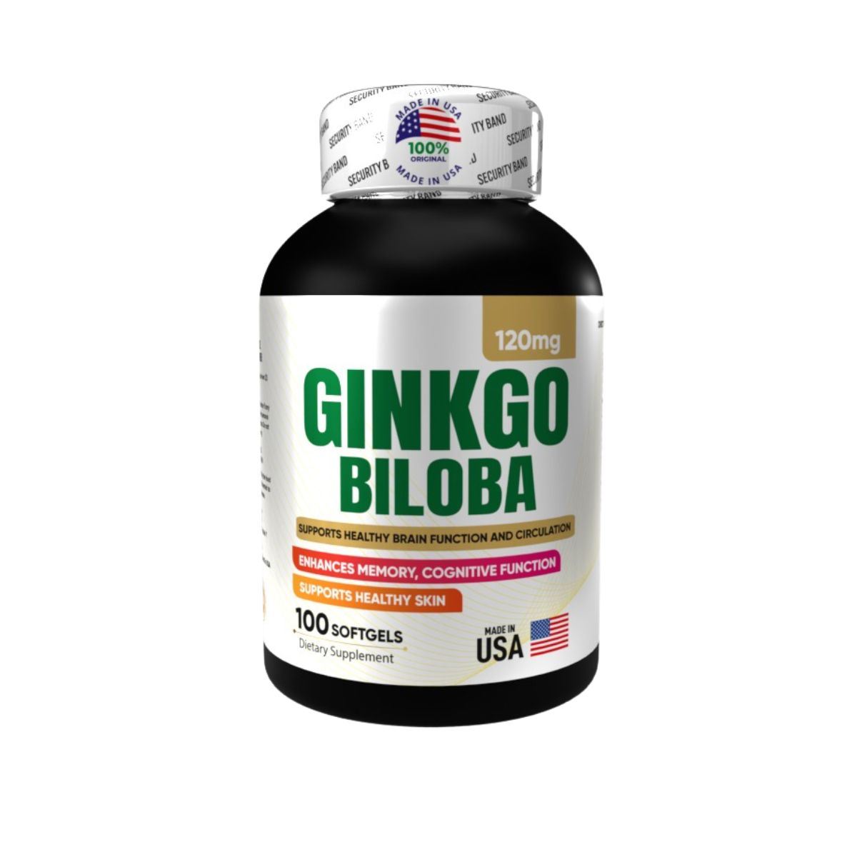 Ginkgo Biloba 120mg x100 softgels circulacion cerebral memoria enfoque neuroproteccion