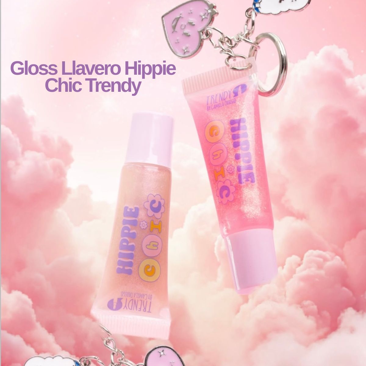 Gloss de labios con llavero Trendy estilo hippie chic