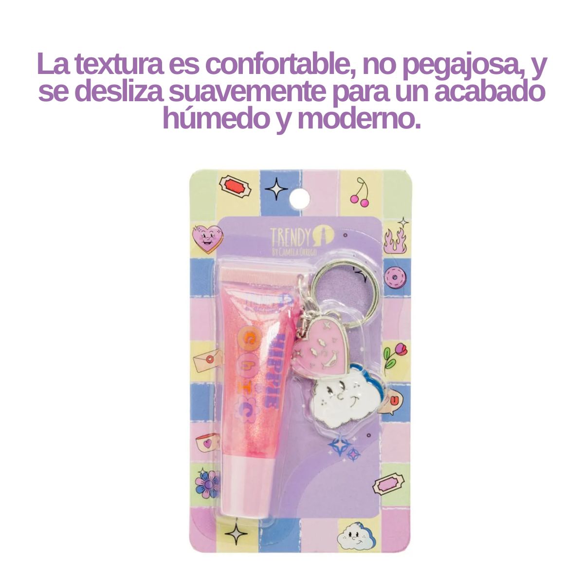 Gloss de labios con llavero Trendy estilo hippie chic