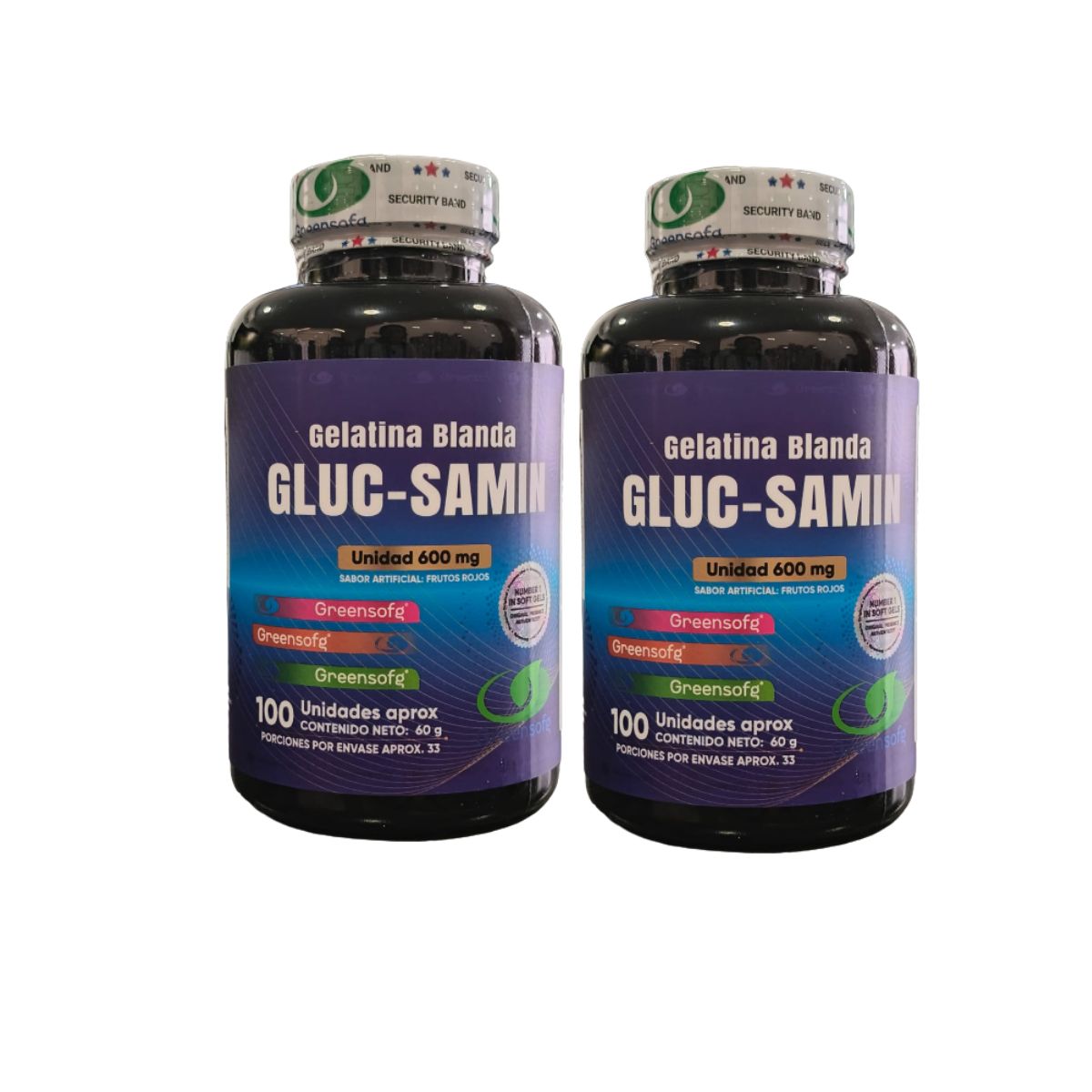 Gluc-Samin Greensofg x100 Gelatinas Blandas con Colágeno y Cúrcuma - Envío Gratis