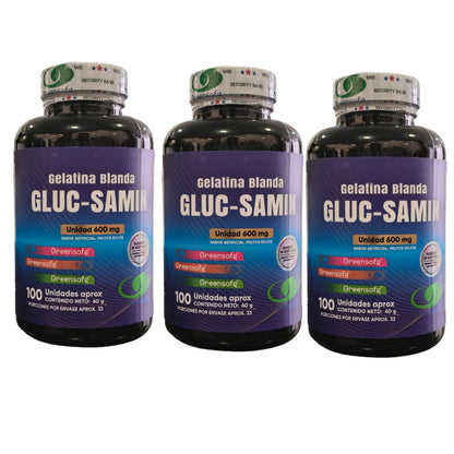 Gluc-Samin Greensofg x100 Gelatinas Blandas con Colágeno y Cúrcuma - Envío Gratis