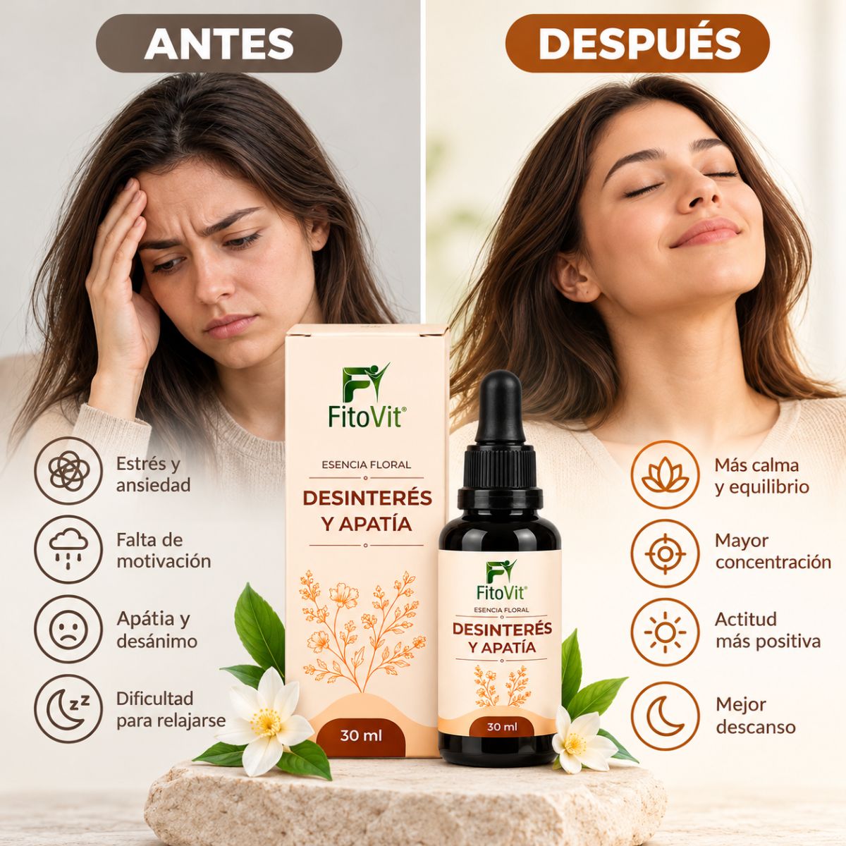 Esencia Floral Desinterés y Apatía 30 ml • FitoVit • 6 Flores Silvestres • Bienestar Emocional