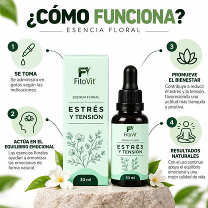 Esencia Floral Estrés y Tensión FitoVit 30 ml gotero — 8 flores silvestres para calma y bienestar emocional Colombia
