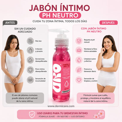 Jabón íntimo URO vaginal pH neutro 120ml flora vaginal limpieza suave frescura