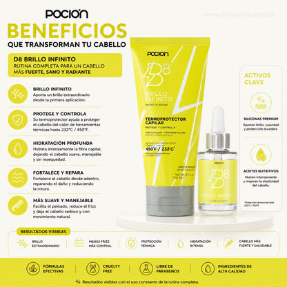 Kit B8 Liso Perfecto La Pocion sistema capilar colombiano liso brillante sin frizz sin daño termico