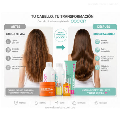 Productos Kit Verano La Pocion protector solar capilar shampoo mascarilla post-sol Colombia