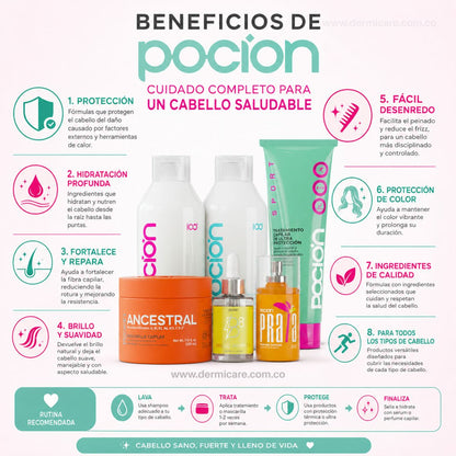 Productos Kit Verano La Pocion protector solar capilar shampoo mascarilla post-sol Colombia