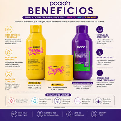Kit Rizos Largos Hidratados La Pocion crecimiento rizo definido hidratacion elasticidad Colombia