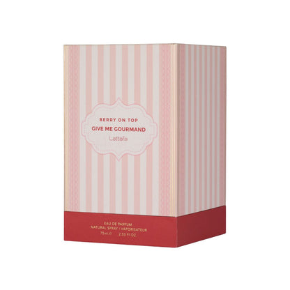 Perfume Lattafa Berry On Top EDP frutal gourmand fresa chantilly mermelada flores blancas vainilla