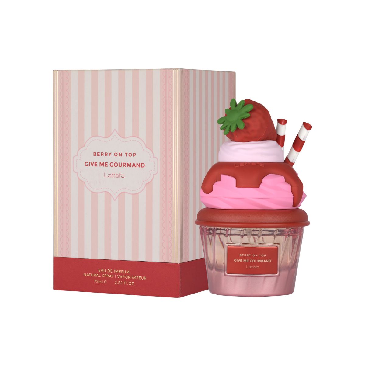 Perfume Lattafa Berry On Top EDP frutal gourmand fresa chantilly mermelada flores blancas vainilla