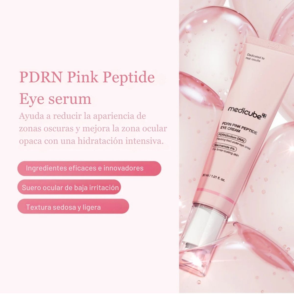 PDRN Pink Peptide Eye Cream Medicube crema contorno ojos coreana ojeras peptidos ADN salmon