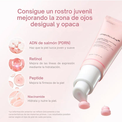 PDRN Pink Peptide Eye Cream Medicube crema contorno ojos coreana ojeras peptidos ADN salmon