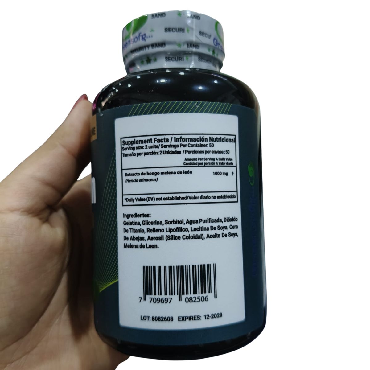 Melena de Leon Greensofg 100mg gomita masticable gelatina Hericium erinaceus nootropico cognitivo