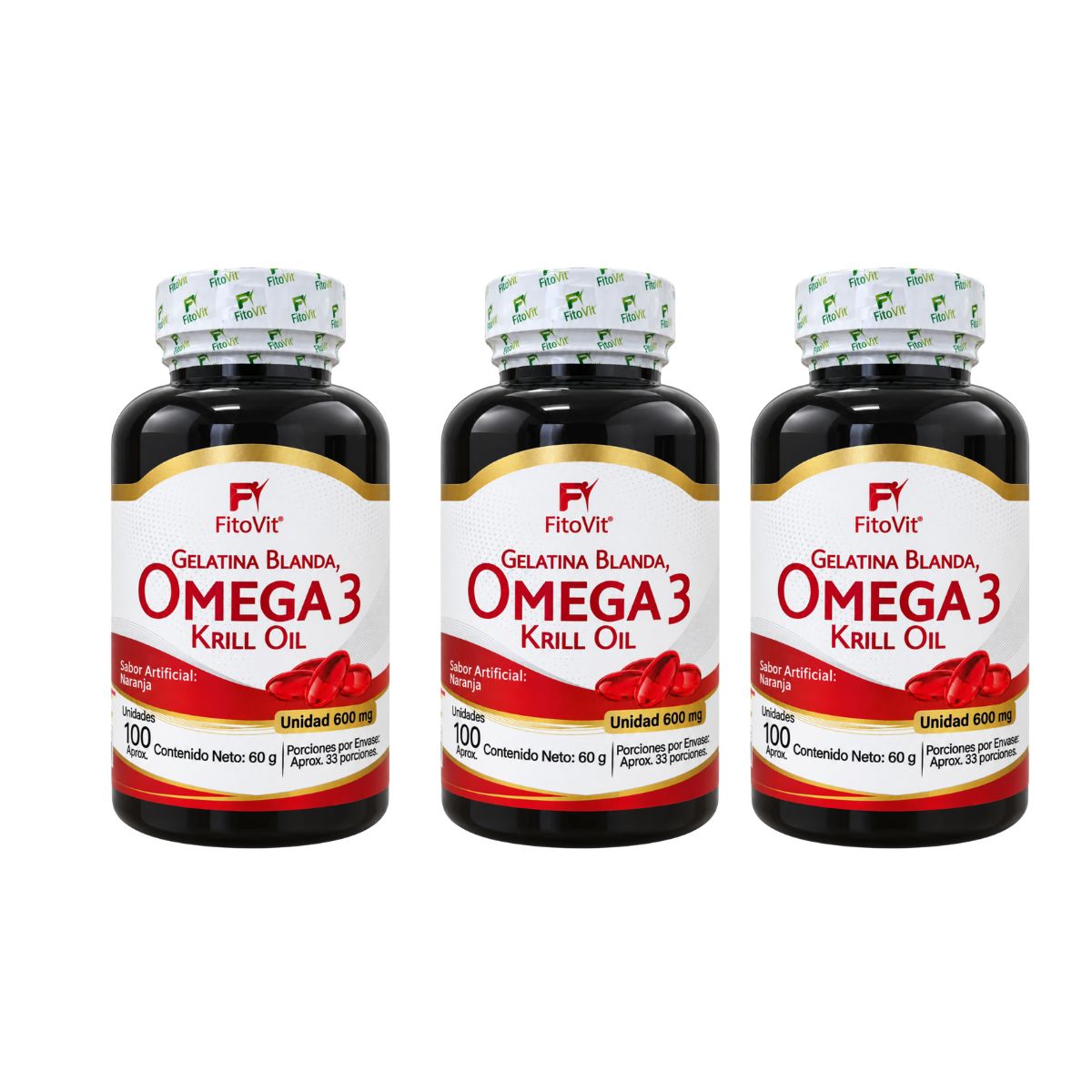 Omega 3 Krill Oil FitoVit x100 Softgel: EPA + DHA para Corazón, Cerebro y Visión