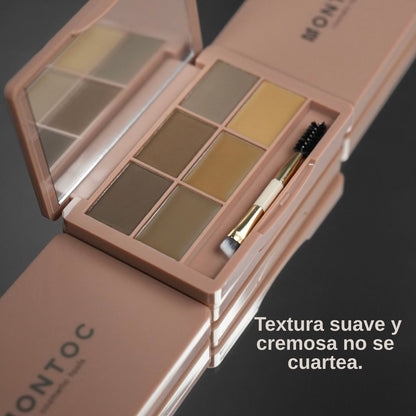 Paleta de maquillaje de cejas X6 con pomada y polvo en 6 tonos por Montoc.