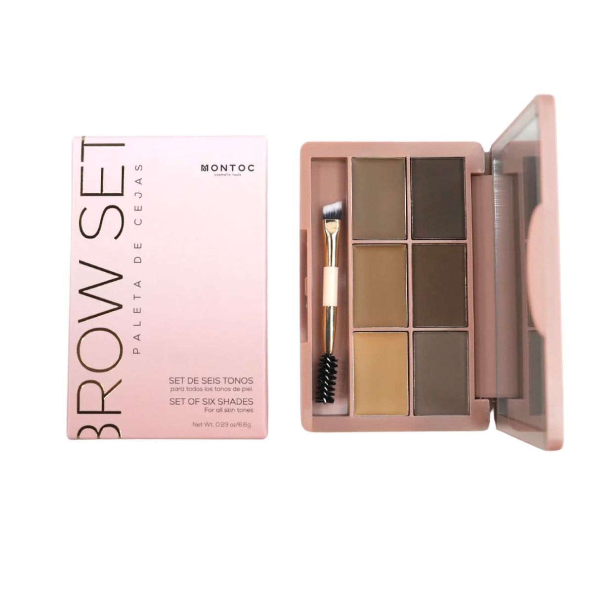 Paleta de maquillaje de cejas X6 con pomada y polvo en 6 tonos por Montoc.