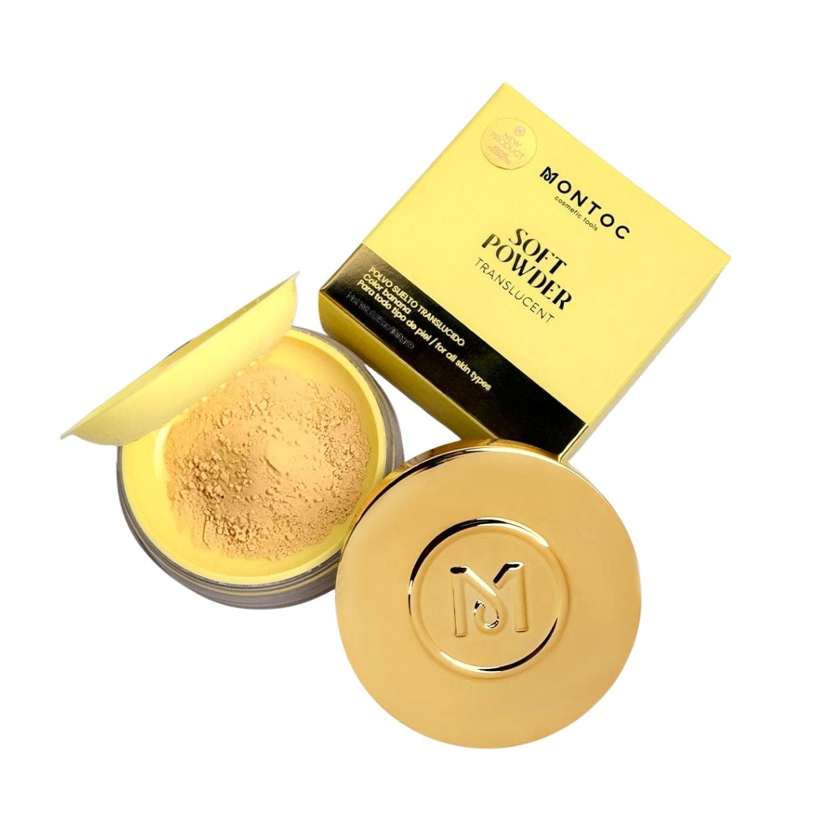 Polvo suelto traslúcido tono banana 10g para corrección de rojeces, iluminación y acabado mate profesional.