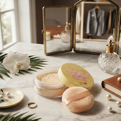Polvos Sueltos Banana Trendy setting powder tono amarillo fijador maquillaje sin flashback Colombia