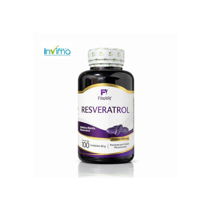 Resveratrol 600mg FitoVit 100 softgels antioxidante longevidad celular cardiovascular