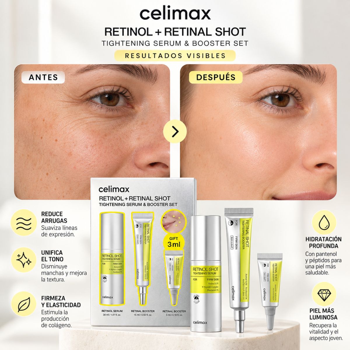 Celimax Vita A Retinal Shot Set — Booster + Sérum Antiedad K-Beauty