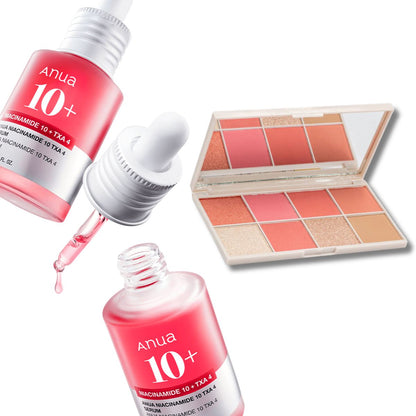 Serum de niacinamida Anua y paleta de rubores de 8 tonos Montoc