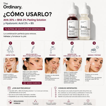 The Ordinary Peeling AHA 30 BHA 2 acido hialuronico 2 B5 15ml exfoliacion hidratacion 
