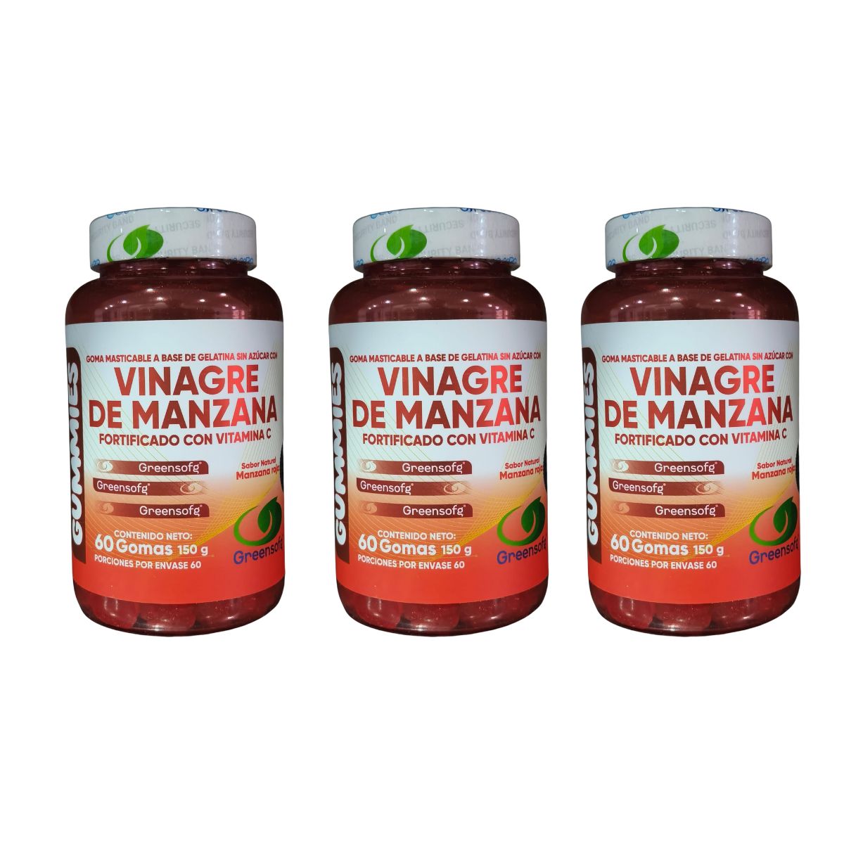 Gomitas Vinagre de Manzana Greensofg x60 Sin Azúcar con Vitamina C