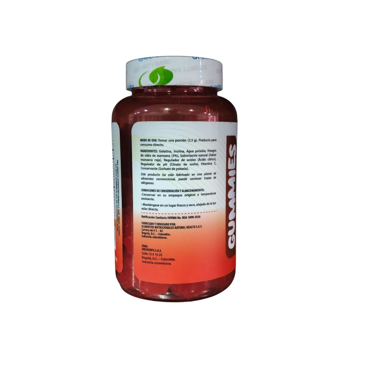 Gomitas Vinagre de Manzana Greensofg x60 Sin Azúcar con Vitamina C