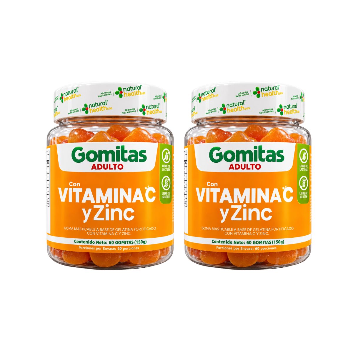 Gomitas Vitamina C y Zinc Natural Health x60 Adulto Sabor Naranja
