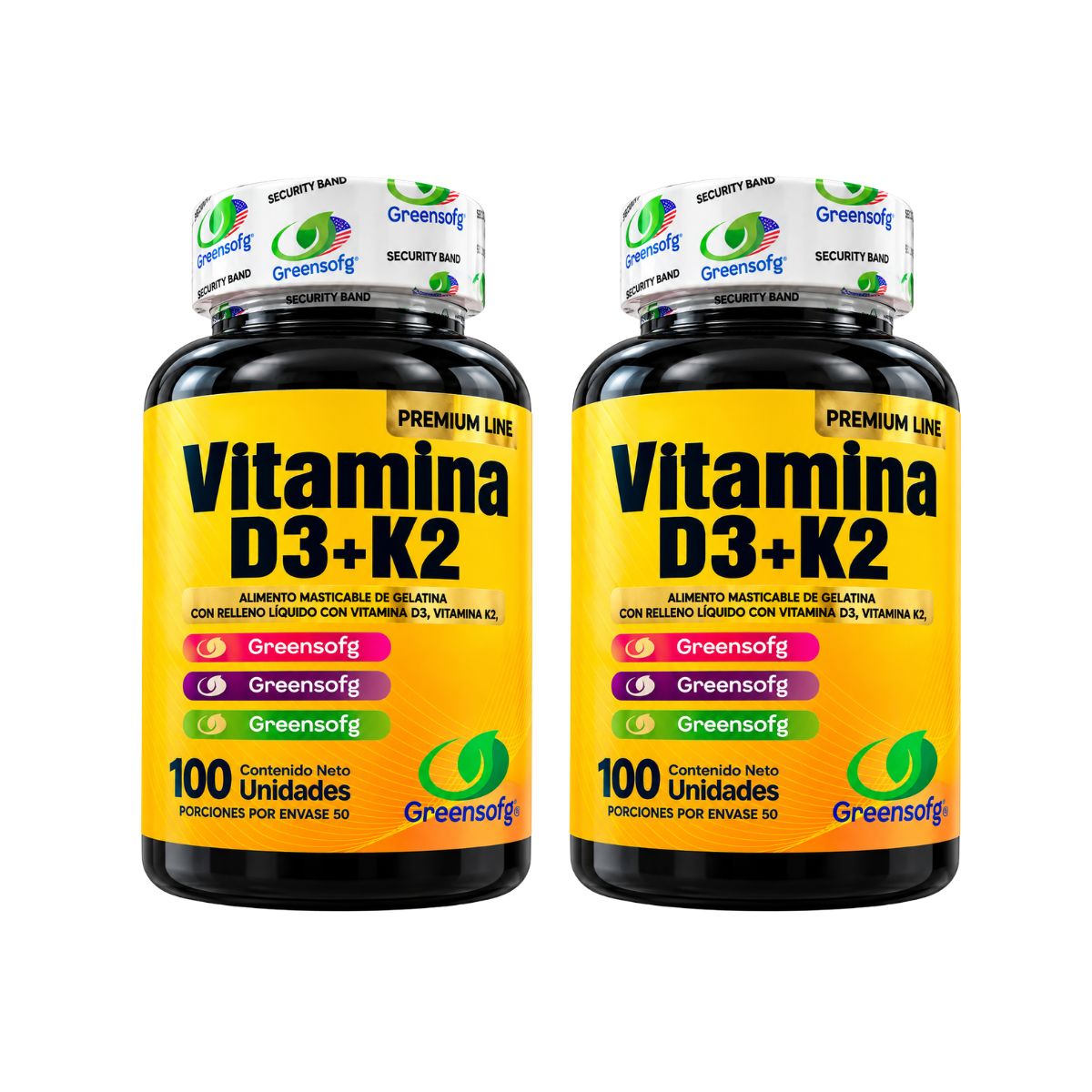 Vitamina D3 + K2 (MK-7) Greensofg x100 Cápsulas Blandas - Envío Gratis