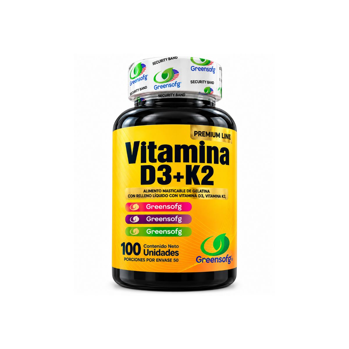 Vitamina D3 + K2 (MK-7) Greensofg x100 Cápsulas Blandas - Envío Gratis