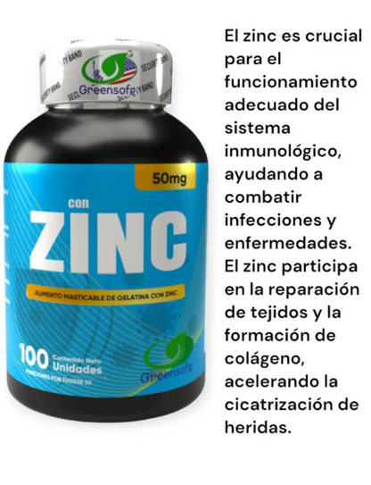 Frasco zinc Greensofg alimento masticable de gelatina