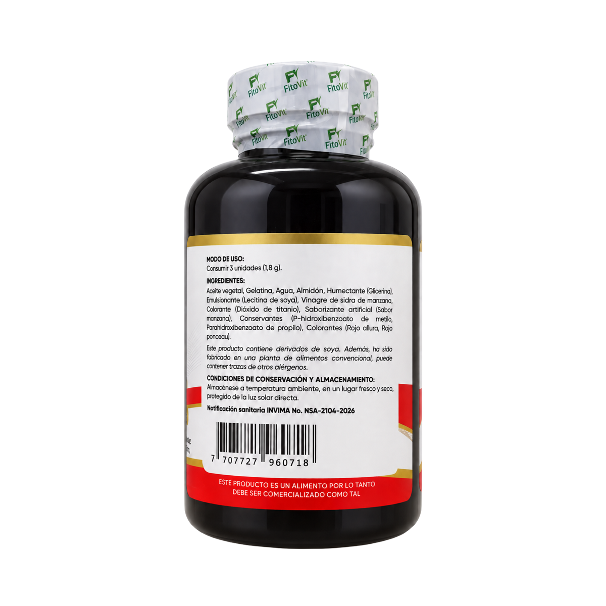 Etiqueta ingredientes vinagre de manzana FitoVit INVIMA