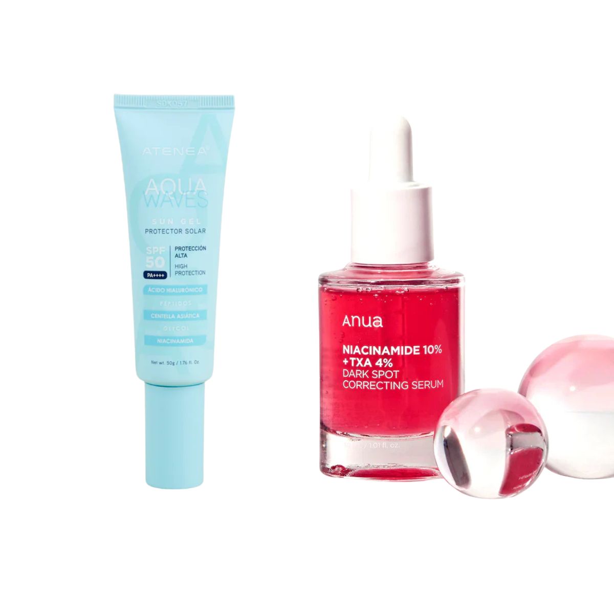  Serum Niacinamida + Protector Solar Aqua Waves - Tratamiento facial completo